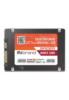 Твердотільний накопичувач 480Gb, Mibrand Spider, SATA3, 2.5", 3D TLC, 550/460 MB/s, Bulk (MI2.5SSD/SP480GB)