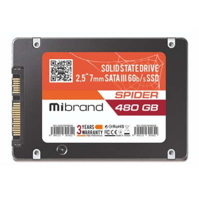 Твердотільний накопичувач 480Gb, Mibrand Spider, SATA3, 2.5", 3D TLC, 550/460 MB/s, Bulk (MI2.5SSD/SP480GB)