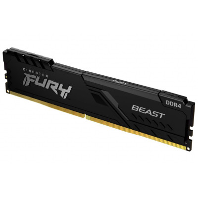 Пам'ять 8Gb DDR4, 3200 MHz, Kingston Fury Beast, Black, 16-18-18, 1.35V, з радіатором (KF432C16BB/8)