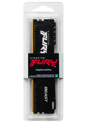 Пам'ять 8Gb DDR4, 3200 MHz, Kingston Fury Beast, Black, 16-18-18, 1.35V, з радіатором (KF432C16BB/8)