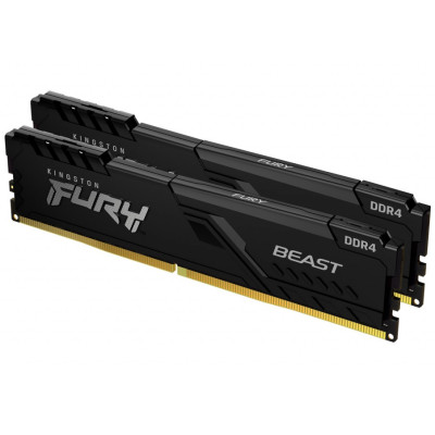 Пам'ять 16Gb x 2 (32Gb Kit) DDR4, 3200 MHz, Kingston Fury Beast, Black, 16-18-18, 1.35V, з радіатором (KF432C16BB1K2/32)