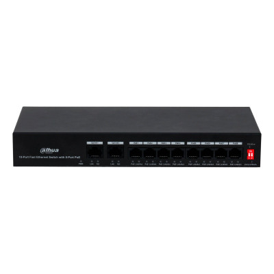 Комутатор Dahua DH-PFS3010-8ET-65, 8xPoE, керований, 243х123х35 мм