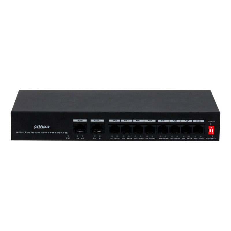 Комутатор Dahua DH-PFS3010-8ET-65, 8xPoE, керований, 243х123х35 мм