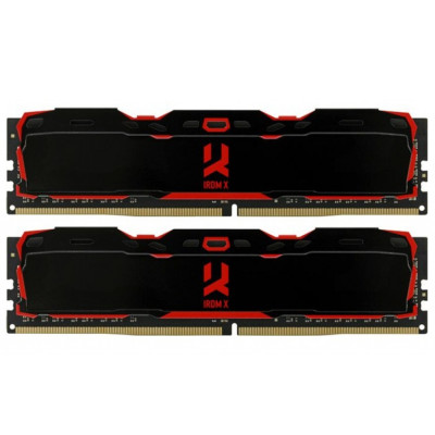 Пам'ять 8Gb x 2 (16Gb Kit) DDR4, 3200 MHz, Goodram IRDM X, Black, 16-18-18-36, 1.35V, з радіатором (IR-X3200D464L16SA/16GDC)