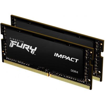 Пам'ять SO-DIMM, DDR4, 8Gb x 2 (16Gb Kit), 3200 MHz, Kingston Fury Impact, 1.2V, 20-22-22 (KF432S20IBK2/16)