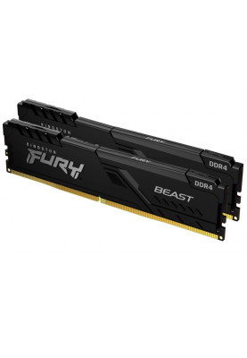Пам'ять 16Gb x 2 (32Gb Kit) DDR4, 2666 MHz, Kingston Fury Beast, Black, 16-18-18, 1.2V, з радіатором (KF426C16BB1K2/32)
