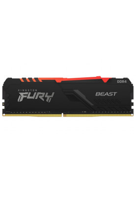 Пам'ять 32Gb DDR4, 3200 MHz, Kingston Fury Beast RGB, Black, 16-18-18, 1.35V, з радіатором (KF432C16BBA/32)
