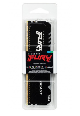 Пам'ять 32Gb DDR4, 3200 MHz, Kingston Fury Beast RGB, Black, 16-18-18, 1.35V, з радіатором (KF432C16BBA/32)