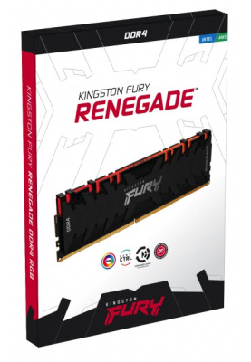 Пам'ять 16Gb x 2 (32Gb Kit) DDR4, 3200 MHz, Kingston Fury Renegade RGB, Black, 16-18-18, 1.35V, з радіатором (KF432C16RB1AK2/32)