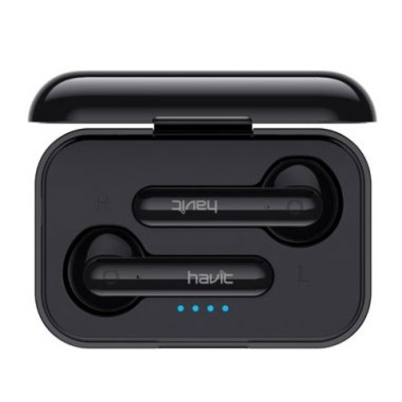 Навушники бездротові Havit TW935, Black, Bluetooth 5.0, мікрофон, динаміки 10 мм, зарядний кейс, microUSB, 30 mAh / 300 mAh (HV-TW935)