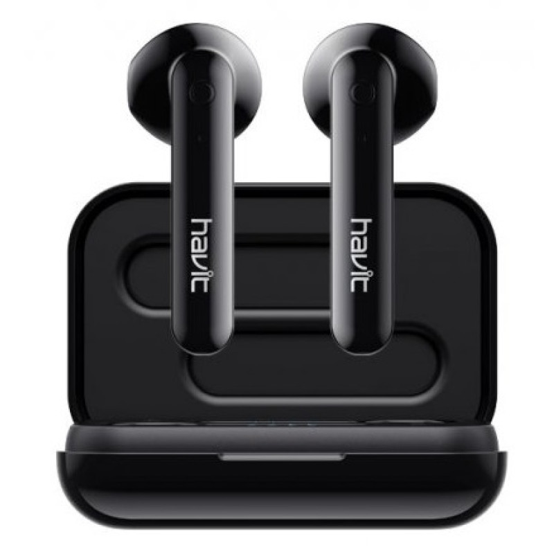 Навушники бездротові Havit TW935, Black, Bluetooth 5.0, мікрофон, динаміки 10 мм, зарядний кейс, microUSB, 30 mAh / 300 mAh (HV-TW935)