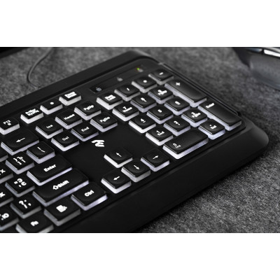 Клавіатура 2E KS120, Black, USB, біле підсвічування, 12 мультимедіа клавіш, 1.5 м (2E-KS120UB)