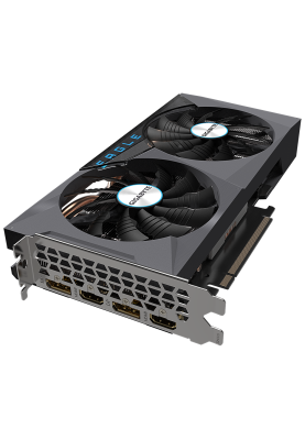 Відеокарта GeForce RTX 3060, Gigabyte, EAGLE Rev. 2.0 (Limited Hash Rate), 12Gb GDDR6, 192-bit, 2xHDMI/2xDP, 1777/15000 MHz, 8-pin (GV-N3060EAGLE-12GD)