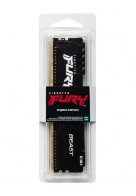 Пам'ять 16Gb DDR4, 3600 MHz, Kingston Fury Beast, Black, 18-22-22, 1.35V, з радіатором (KF436C18BB/16)