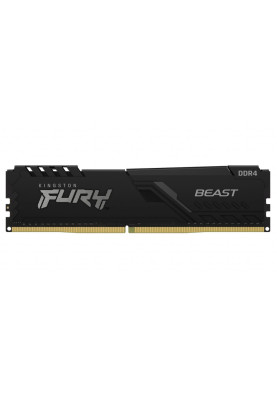 Пам'ять 16Gb DDR4, 3600 MHz, Kingston Fury Beast, Black, 18-22-22, 1.35V, з радіатором (KF436C18BB/16)