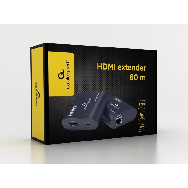 Подовжувач HDMI по "крученій парі", до 60 м, Black, V1.3, Cablexpert, живлення через microUSB порт (DEX-HDMI-03)
