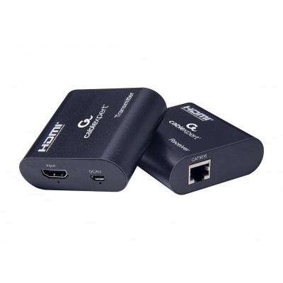 Подовжувач HDMI по "крученій парі", до 60 м, Black, V1.3, Cablexpert, живлення через microUSB порт (DEX-HDMI-03)