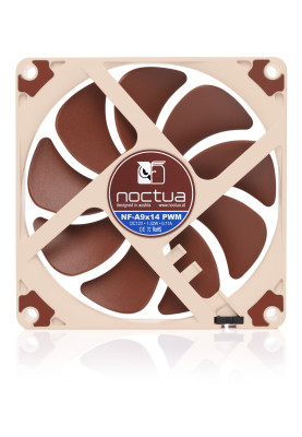 Вентилятор 92 мм, Noctua NF-A9x14 PWM, Biege, 92x92x14 мм, PWM, 500-2200 rpm, 19.9 дБ(А), 4-pin, підшипник SSO2
