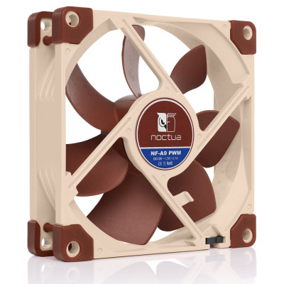 Вентилятор 92 мм, Noctua NF-A9 PWM, Biege, 92x92x25 мм, PWM, 400-2000 rpm, 22.8 дБ(А), 4-pin, підшипник SSO2