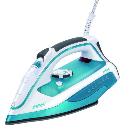 Праска MPM MZE-15, Blue/White, 2600W, підошва кераміка, ємність для води 250 мл, постійний пар 30 г/хв, паровий удар 80 г/хв