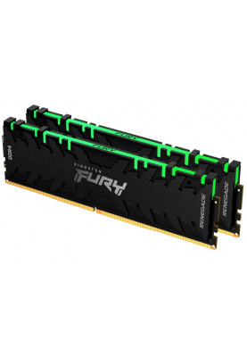 Пам'ять 32Gb x 2 (64Gb Kit) DDR4, 3200 MHz, Kingston Fury Renegade RGB, Black, 16-18-18, 1.35V, з радіатором (KF432C16RBAK2/64)