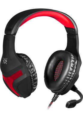 Навушники Defender Scrapper 500, Black/Red, 2x3.5 мм (+ перехідник 4-pin), мікрофон, динаміки 40 мм, 105 дБ, 32 Ом, 2 м (64500)