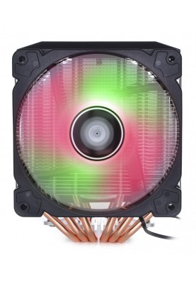 Кулер для процесора Qube QB-OL2100, алюміній та мідні теплові трубки, 2x120 мм RGB, для Intel 20хх/11хх, AMD AMх/FMх