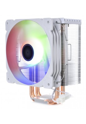 Кулер для процесора Qube QB-OL1000W White, алюміній та мідні теплові трубки, 1x120 мм RGB, для Intel 20хх/11хх, AMD AMх/FMх