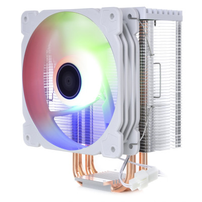 Кулер для процесора Qube QB-OL1000W White, алюміній та мідні теплові трубки, 1x120 мм RGB, для Intel 20хх/11хх, AMD AMх/FMх