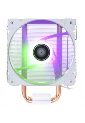 Кулер для процесора Qube QB-OL1000W White, алюміній та мідні теплові трубки, 1x120 мм RGB, для Intel 20хх/11хх, AMD AMх/FMх