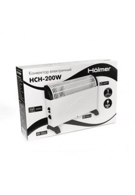 Конвектор електричний Holmer HCH-200W, White, 2000W, підлоговий, 25м2, механічне керування, захист IP20, з вентилятором, захист від перегріву, терморегулятор
