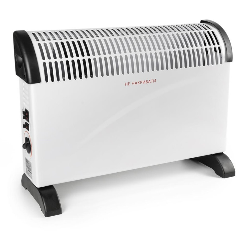 Конвектор електричний Holmer HCH-200W, White, 2000W, підлоговий, 25м2, механічне керування, захист IP20, з вентилятором, захист від перегріву, терморегулятор