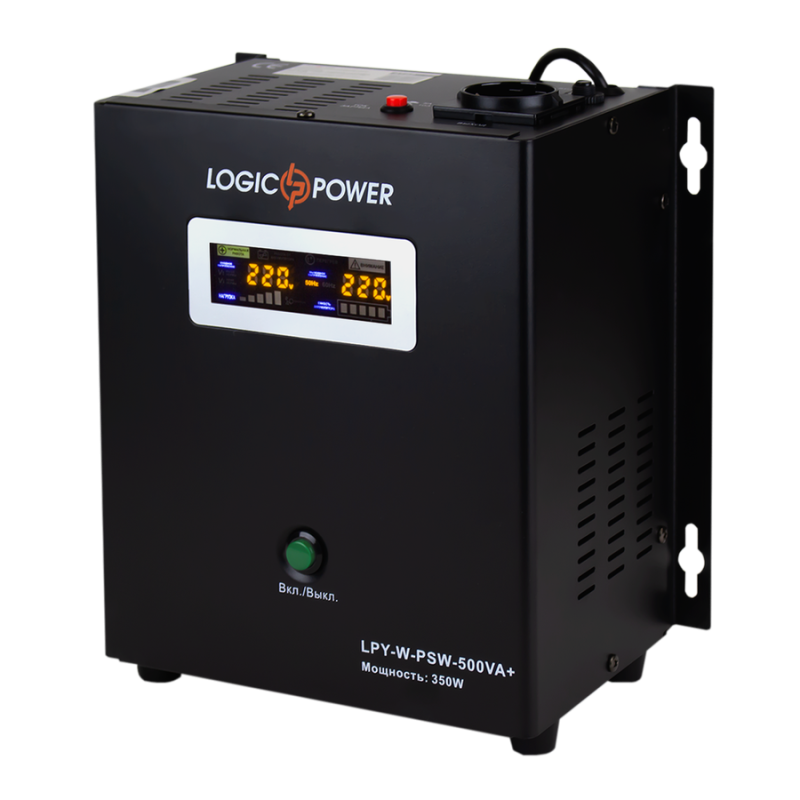 Джерело безперебійного живлення LogicPower LPY-W-PSW-500VA+ (350Вт) 5A/10A з правильною синусоїдою 12 В (4142)