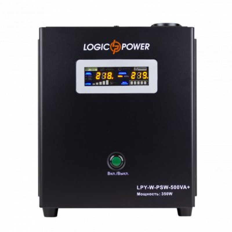 Джерело безперебійного живлення LogicPower LPY-W-PSW-500VA+ (350Вт) 5A/10A з правильною синусоїдою 12 В (4142)