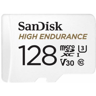 Карта пам'яті microSDXC, 128Gb, SanDisk High Endurance, Class10 UHS-I U3 V30, SD адаптер (SDSQQNR-128G-GN6IA)