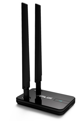 Мережевий адаптер Asus USB-AC58, Black, USB 3.0, Wi-Fi 802.11a/b/g/n/ac, 2.4/5GHz, до 1300 Mb/s, подвійна антена з високим коефіцієнтом посилення