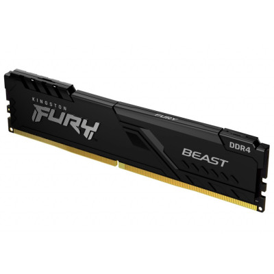 Пам'ять 16Gb DDR4, 3200 MHz, Kingston Fury Beast, Black, 16-18-18, 1.35V, з радіатором (KF432C16BB/16)