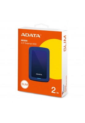 Зовнішній жорсткий диск 2Tb ADATA HV300, Blue, 2.5", USB 3.2 (AHV300-2TU31-CBL)