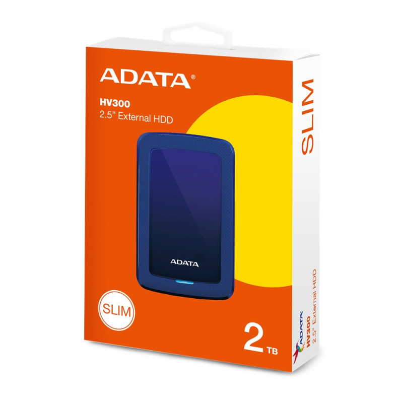 Зовнішній жорсткий диск 2Tb ADATA HV300, Blue, 2.5", USB 3.2 (AHV300-2TU31-CBL)