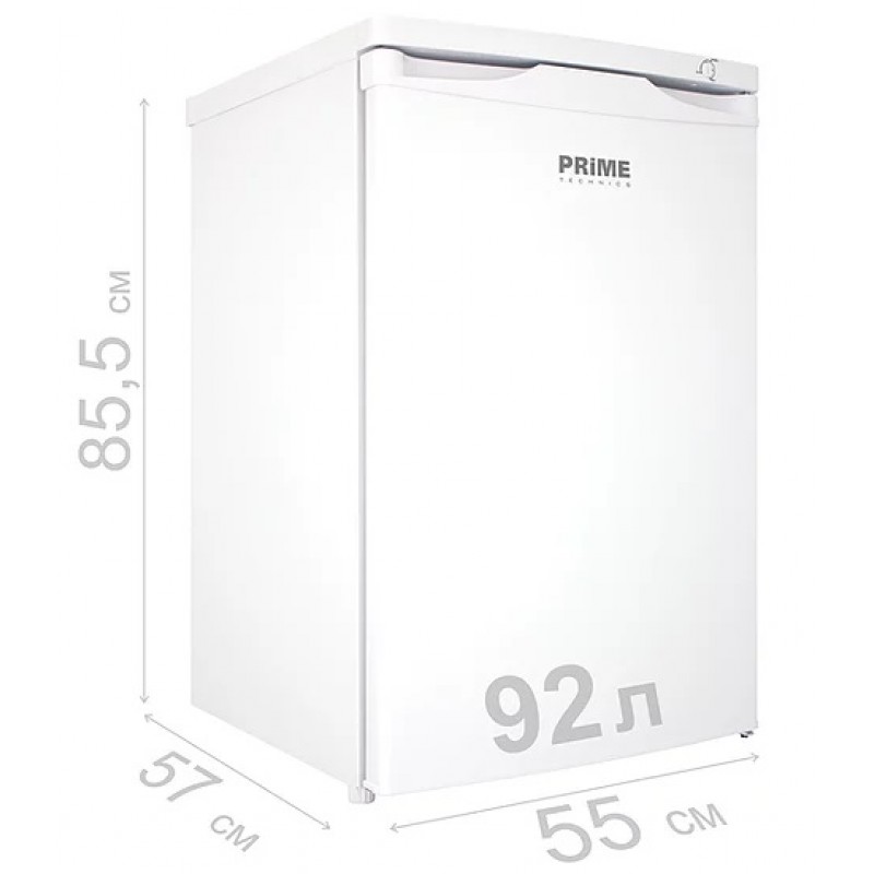 Морозильна камера PRIME Technics FS 801 M,White, загальний об'єм 92 л, корисний об'єм 85 л, ящиків 4 шт, клас енергоспоживання A+, перенавішування дверцят, 85,5x55x57см