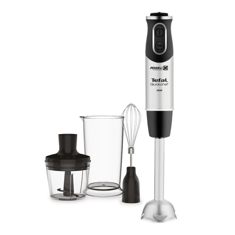 Блендер Tefal HB653838, Black/Silver, 800W, ручний, занурювальний, склянка 800 мл, подрібнювач 500 мл, подрібнювач