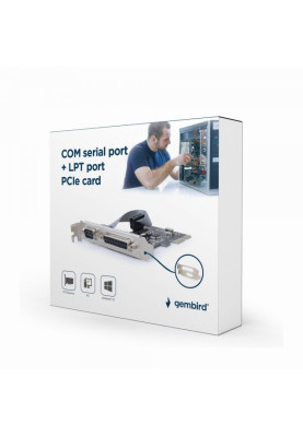 Контролер PCI-E - Gembird PCI-Express для COM-порту та LPT-порту, низькопрофільна планка в комплекті (PEX-COMLPT-01)