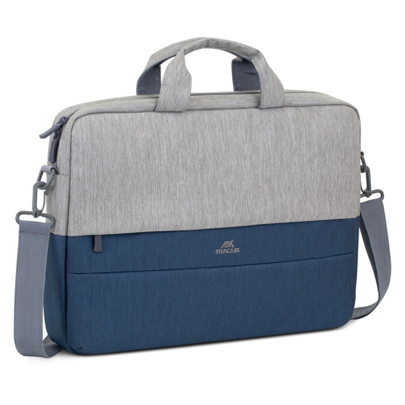 Сумка для ноутбука 15.6" RivaCase Prater, Grey/Dark Blue, поліестер, 420x310x65 мм (7532)