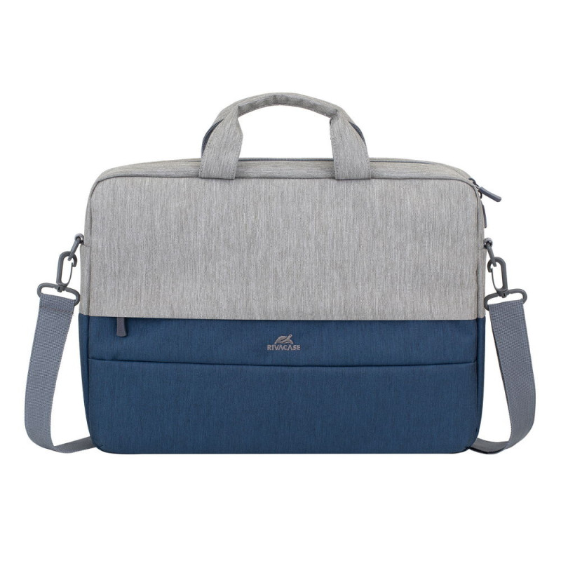 Сумка для ноутбука 15.6" RivaCase Prater, Grey/Dark Blue, поліестер, 420x310x65 мм (7532)