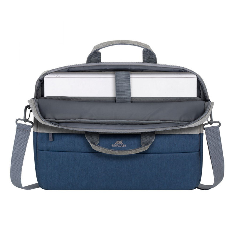 Сумка для ноутбука 15.6" RivaCase Prater, Grey/Dark Blue, поліестер, 420x310x65 мм (7532)