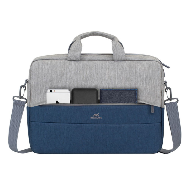 Сумка для ноутбука 15.6" RivaCase Prater, Grey/Dark Blue, поліестер, 420x310x65 мм (7532)