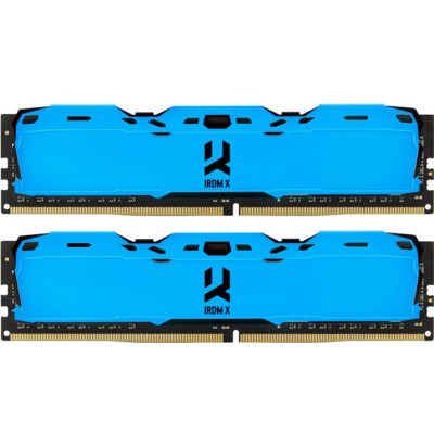 Пам'ять 8Gb x 2 (16Gb Kit) DDR4, 3200 MHz, Goodram IRDM X, Blue, 16-18-18, 1.35V, з радіатором (IR-XB3200D464L16SA/16GDC)