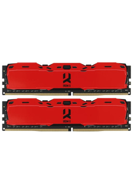 Пам'ять 8Gb x 2 (16Gb Kit) DDR4, 3200 MHz, Goodram IRDM X, Red, 16-18-18, 1.35V, з радіатором (IR-XR3200D464L16SA/16GDC)