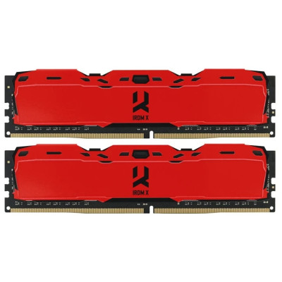 Пам'ять 8Gb x 2 (16Gb Kit) DDR4, 3200 MHz, Goodram IRDM X, Red, 16-18-18, 1.35V, з радіатором (IR-XR3200D464L16SA/16GDC)