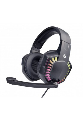 Навушники Gembird GHS-06, Black, Mini jack + USB, ігрові з підсвічуванням, накладні, регулятор гучності, кабель 2.0 м